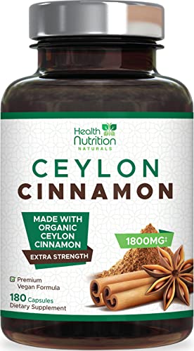 Pure Ceylon Cinnamon Capsules - Certified Organic Cinnamon Pills, Non-GMO, Dairy & Gluten Health Nutrition Naturals Au supplements