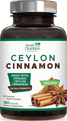 Pure Ceylon Cinnamon Capsules - Certified Organic Cinnamon Pills, Non-GMO, Dairy & Gluten Health Nutrition NaturalsAU supplements