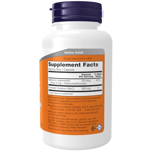NOW Supplements, NAC (N-Acetyl Cysteine) 600 mg with Selenium & Molybdenum NOW Au supplements