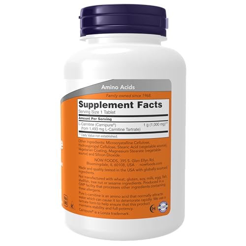 NOW Supplements, L-Carnitine 1,000 mg, Purest Form, Amino Acid, Fitness Support NOW Au supplements