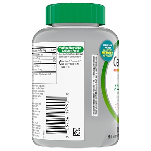 Centrum Silver Multivitamin for Adults 50 Plus, Multivitamin/Multimineral Supplement, Vitamin D3, B Vitamins, Gluten Free, Non-GMO Ingredients, Supports Memory and Cognition Centrum Au supplements