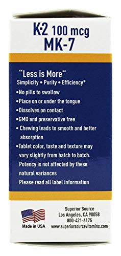 Superior Source Vitamin K2 MK-7 (Menaquinone-7), 100 mcg, Quick Dissolve MicroLignual Superior Source Au supplements