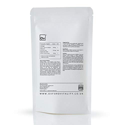 Collagen 450mg, Vitamin C 19.2mg, Hyaluronic Acid 30mg Capsules | Bones & Skin Ov OXFORD VITALITY Au supplements