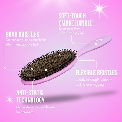 SimplyHair Ultimate Hair Extension Brush & Detangler Anti-Static, Dual Bristle Design, Soft Boar Bristle, Great for All Hair Types & Extensions - Pink & Purple Ombre Brush Ideal for Adults & Kids Simply Hair Au supplements