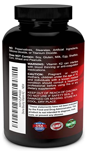 Vitamin K2 (MK7 & MK4) with D3 Supplement - Vitamin K & D as MK-7 100mcg, MK-4 500mcg Divine Bounty Au supplements