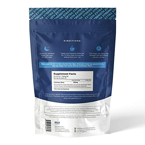 Bella All Natural Extreme Detox Tea - Body Cleanse, Colon Cleanser & Detox, Natural Herbs Bella All Natural Au supplements