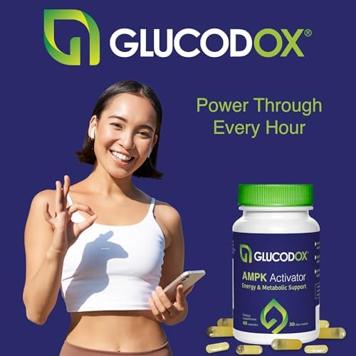 GlucodOX AMPK Activator Supplement – AMPK Enzyme, Metabolism Booster, Guggul Supplement for Body Management & Longevity – Vegan Metabolic Support - 30 Day Supply (60 Capsules) GlucodOX Au supplements