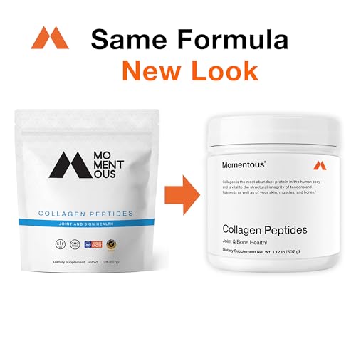 Momentous Grass-Fed Collagen Peptides Powder - Collagen Protein Powder with Fortigel & Vitamin C for Hair, Skin, Nails, & Joint Health Support - NSF Certified for Sport - Packaging May Vary Momentous Au supplements