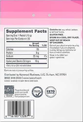 NeoCell Super Collagen Peptides, 10 g Collagen/Single-Serve Packet; Keto Certified NeoCell Au supplements