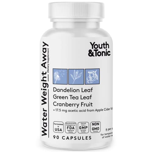 Youth & Tonic Natural Water Pills (90 Count) for Swelling Belly Bloating Youth & Tonic Au supplements