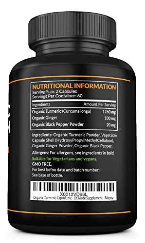 Organic Turmeric Capsules High Strength and Black Pepper with Active Curcumin SS Sport Supplies Au supplements