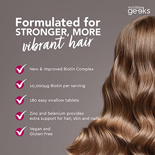Nutrition Geeks Biotin Hair Growth Supplement - 180 Tablets Enhanced with Zinc Nutrition Geeks Au supplements