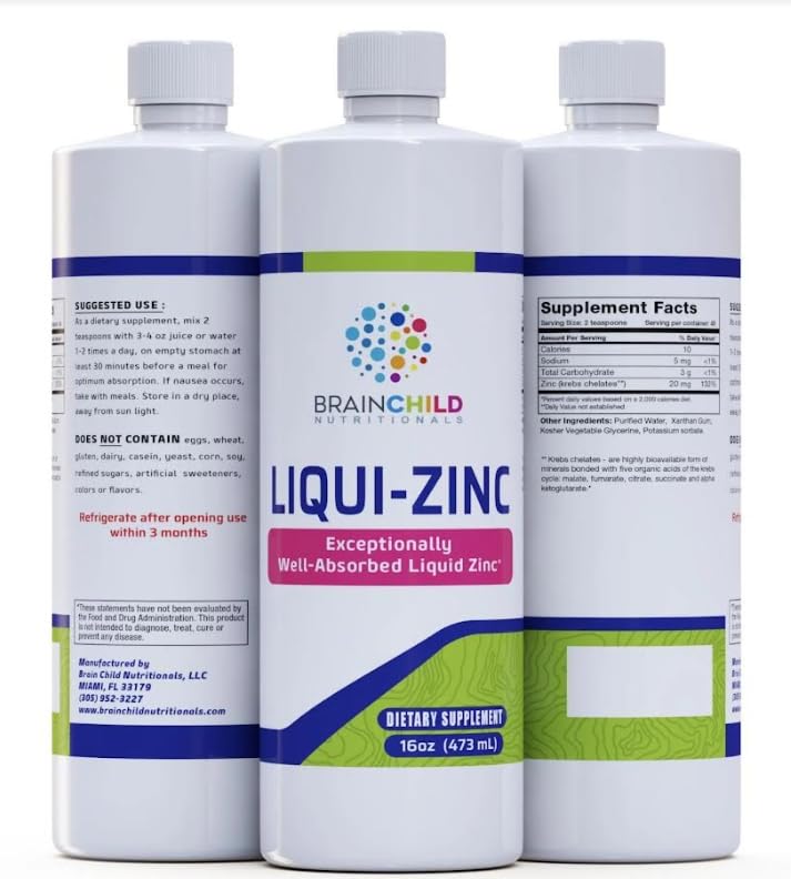 BrainChild Nutritionals LiquiZinc Liquid Formula (Unflavored 16oz) BrainChild Nutritionals Au supplements