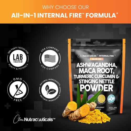 4in1 Ashwagandha Maca Root Powder Supplement with Turmeric Stinging Clean Nutraceuticals Au supplements