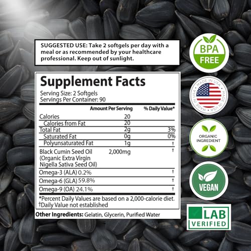 Organic Black Seed Oil Capsules - 3 Month Supply - 180 Count (2000mg Per Serving) Mother Nature Organics Superfoods for Organic Living Au supplements