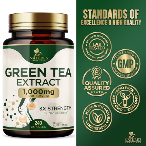 Nature's Green Tea Extract Pills 98% Standardized EGCG 1000mg - 3X Strength for Natural Nature's Nutrition Au supplements