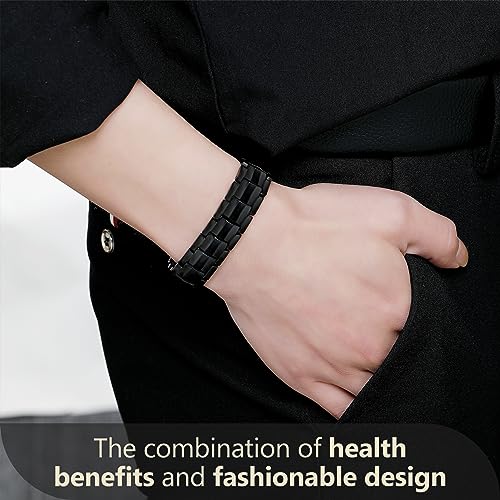 Feraco Mens Magnetic Bracelet Titanium Steel Magnetic Bracelet with Double Row 4 Elements Feraco Au supplements