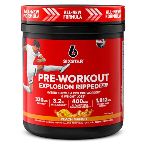 Six Star Pre-Workout Explosion Ripped 2.0 Peach Mango - Endurance Powder with Caffeine Six Star Au supplements