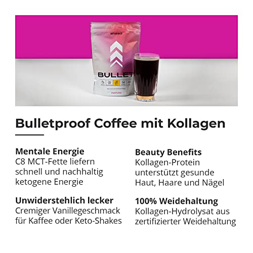 ahead BULLET | C8 MCT Powder with Collagen Powder - Vanilla - 300g - Perfect for Bulletproof Coffee ahead Au supplements