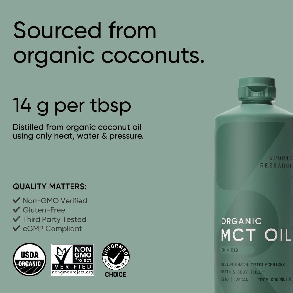 Sports Research Keto MCT Oil from Organic Coconuts - Fatty Acid Fuel for Body Sports Research Au supplements