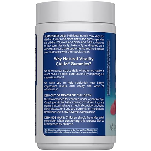Natural Vitality Calm Magnesium Gummies | 330mg Per Serving | Raspberry Lemon Flavored Supplement | Gluten-Free & Vegan | 240 Count Natural Vitality Au supplements