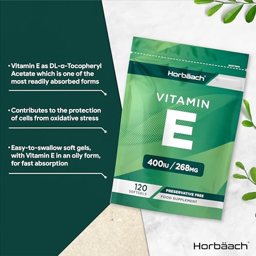 Vitamin E Capsules 400iu | 120 Count | High Strength Vitamin E as DL-a-Tocopheryl Horbäach Au supplements
