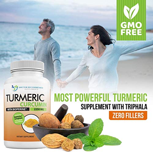 Turmeric Curcumin - 2250mg/d - 95% Curcuminoids - 180 Veggie Caps with Black Pepper DOCTOR RECOMMENDED SUPPLEMENTS Au supplements