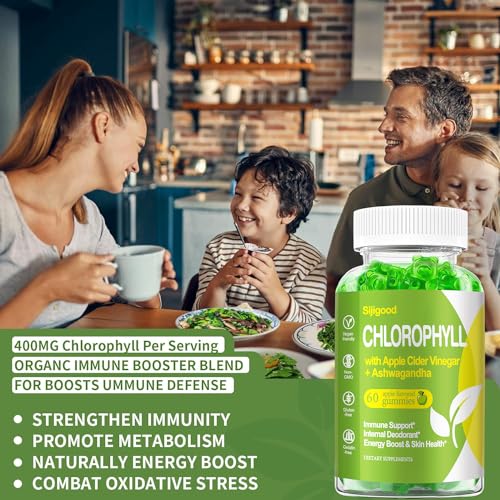 Organic Chlorophyll Gummies with Ashwagandha, Black Seed Oil, Apple Cider Vinegar Sijigood Au supplements