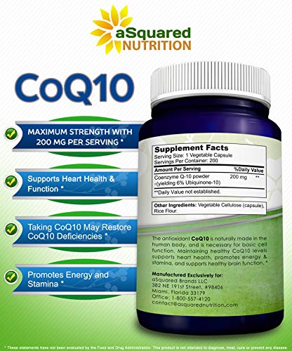 aSquared Nutrition CoQ10 (200 Capsules and 200mg) - High Absorption Vegan CO Q-10 aSquared Nutrition Au supplements