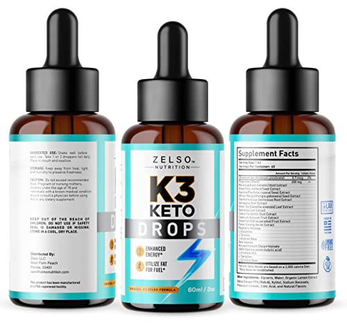 K3 Keto Drops for Weight Loss - Fat Burner & Metabolism Booster | Advanced Keto Carb ZELSO Au supplements