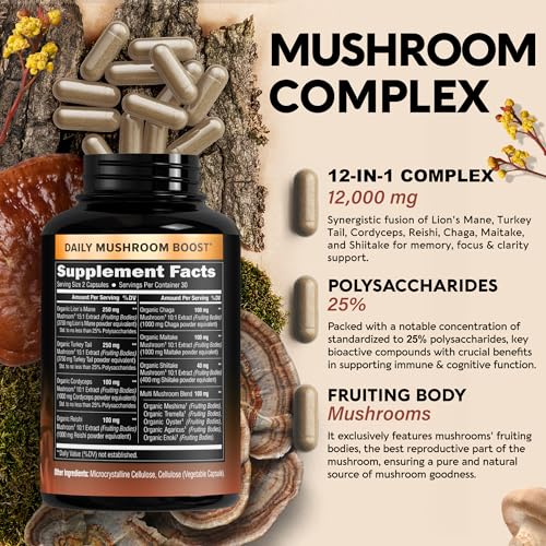Mushroom Supplement - Organic Lion's Mane | Turkey Tail | Chaga | Cordyceps | Reishi NUTRAHARMONY Au supplements