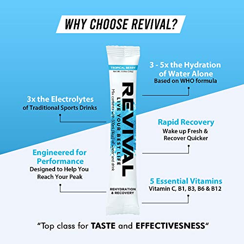 Revival Rapid Rehydration, Electrolytes Powder - High Strength Vitamin C, B1, B3, B5, B12 Revival Shots Au supplements