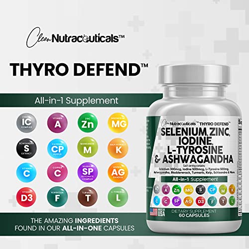 Selenium 300mcg Zinc 50mg Iodine 500mcg L Tyrosine 500mg Ashwagan Clean Nutraceuticals Au supplements