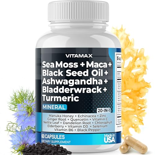 Sea Moss 3000mg Maca 1000mg Black Seed Oil 2000mg Ashwagandha 1000mg Bladderw Vitamax Au supplements