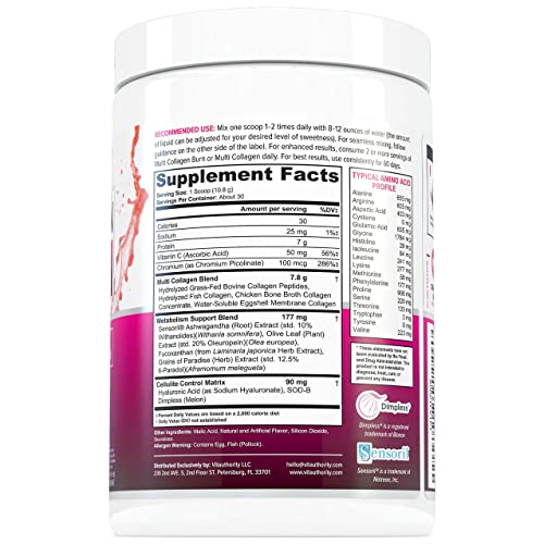 Multi Collagen Burn: Multi-Type Hydrolyzed Collagen Protein Peptides with Hyaluronic Acid Vitauthority Au supplements