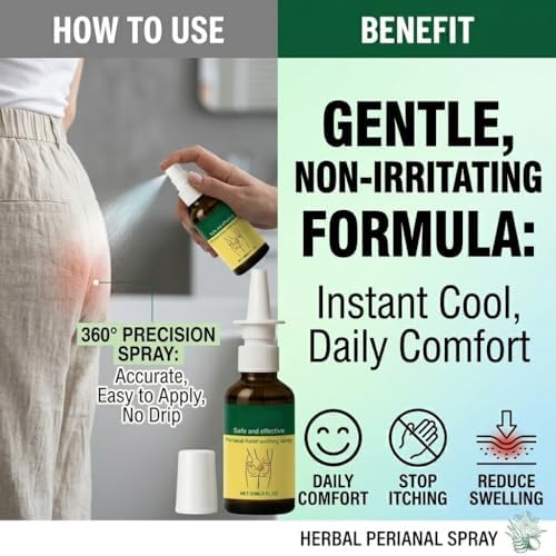 Herbal Hemorrhoid Relief Spray - Fast Acting Relief for Anal Swelling, Itching & Pain, Soothing Perianal Nursing Spray for Discomfort, Natural Plant-Based Formula, 30ML / 1 FL.OZ Aus Healthcare Au supplements