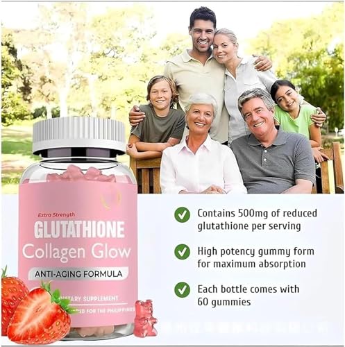 Glutathione Collagen Gummies,Glutathione Collagen Glow Gummies for Dark Spot,60 Pieces NNOVAT Au supplements