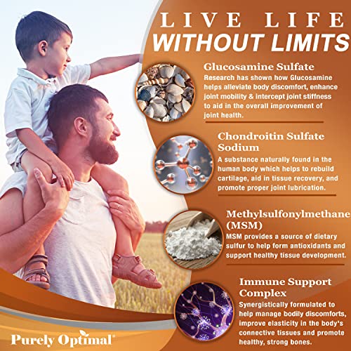 Purely Optimal Premium Glucosamine Chondroitin MSM Supplement Tablets w/Turmeric Purely Optimal Au supplements