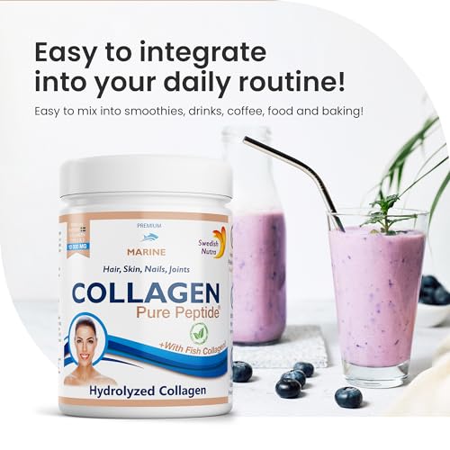 Swedish Nutra Powder Marine Collagen - Pack of 300g, 30 Day Supply | Minimize Fine Lines, Wrinkles & Improve Skin Elasticity | High Absorption Rate Swedish Nutra Au supplements
