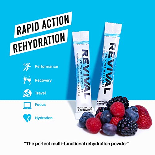 Revival Rapid Rehydration Electrolytes Powder - High Strength Vitamin C, B1, B3, B5, B12 Revival Shots Au supplements