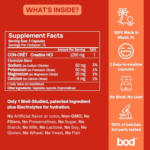 Creatine HCL Pills - Muscle Growth, Endurance, No Bloat, No Load, Not Flavored Goba Tea Au supplements