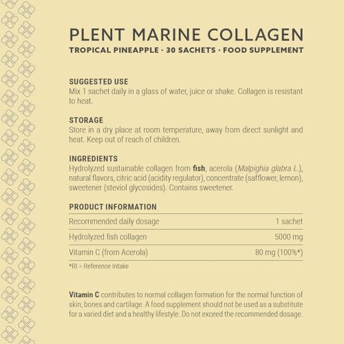 Plent Pure Marine Collagen Tropical Pineapple - Stay Beautiful - 5G Collagen Peptides Daily Plent Au supplements