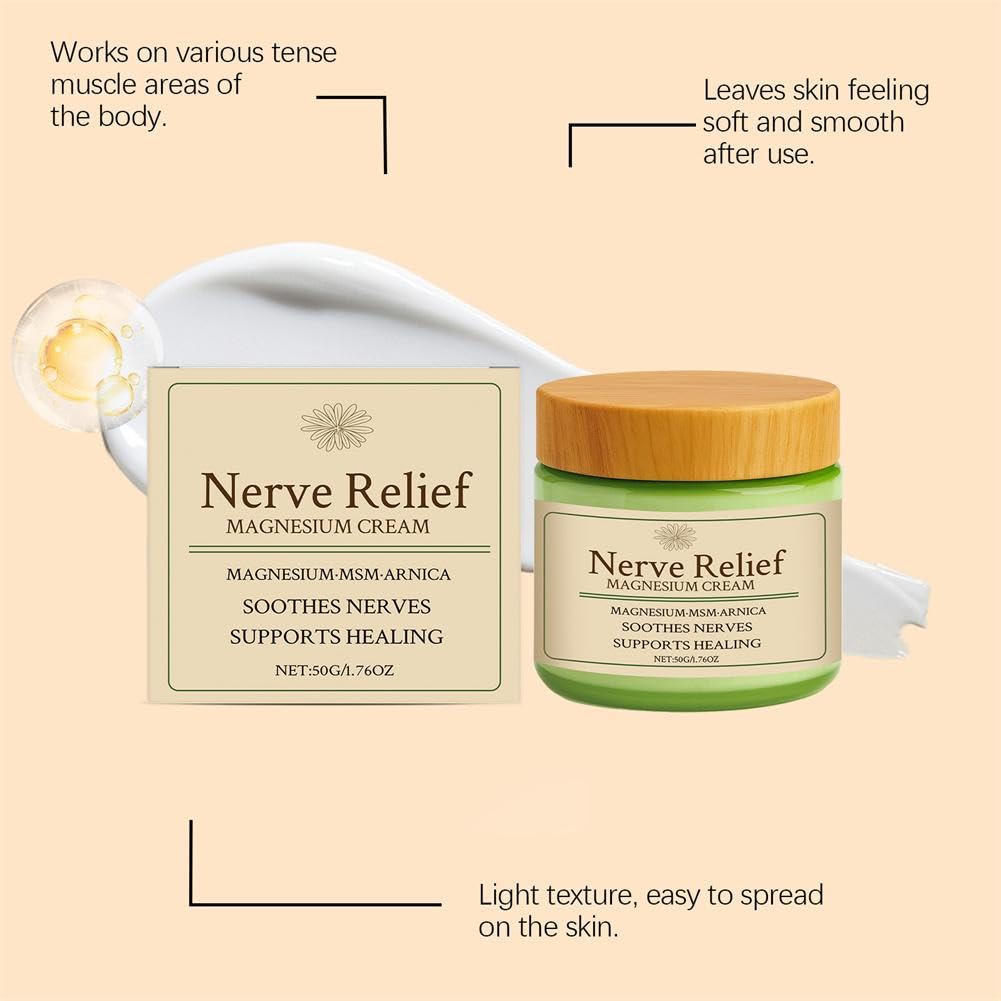 Total Relief Magnesium Cream - Nerve Relief Magnesium Cream with MSM & Arnica,Total ReliefCream for Muscle Relaxation, Soothes Nerves & Daily Soothing Support, Deep Hydration,50g/1.76oz Aus Healthcare Au supplements