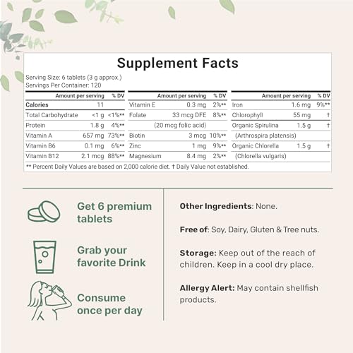 Organic Chlorella Spirulina Tablets, 3000mg Per Serving, 720 Counts, 4 Months Supply Micro Ingredients Au supplements
