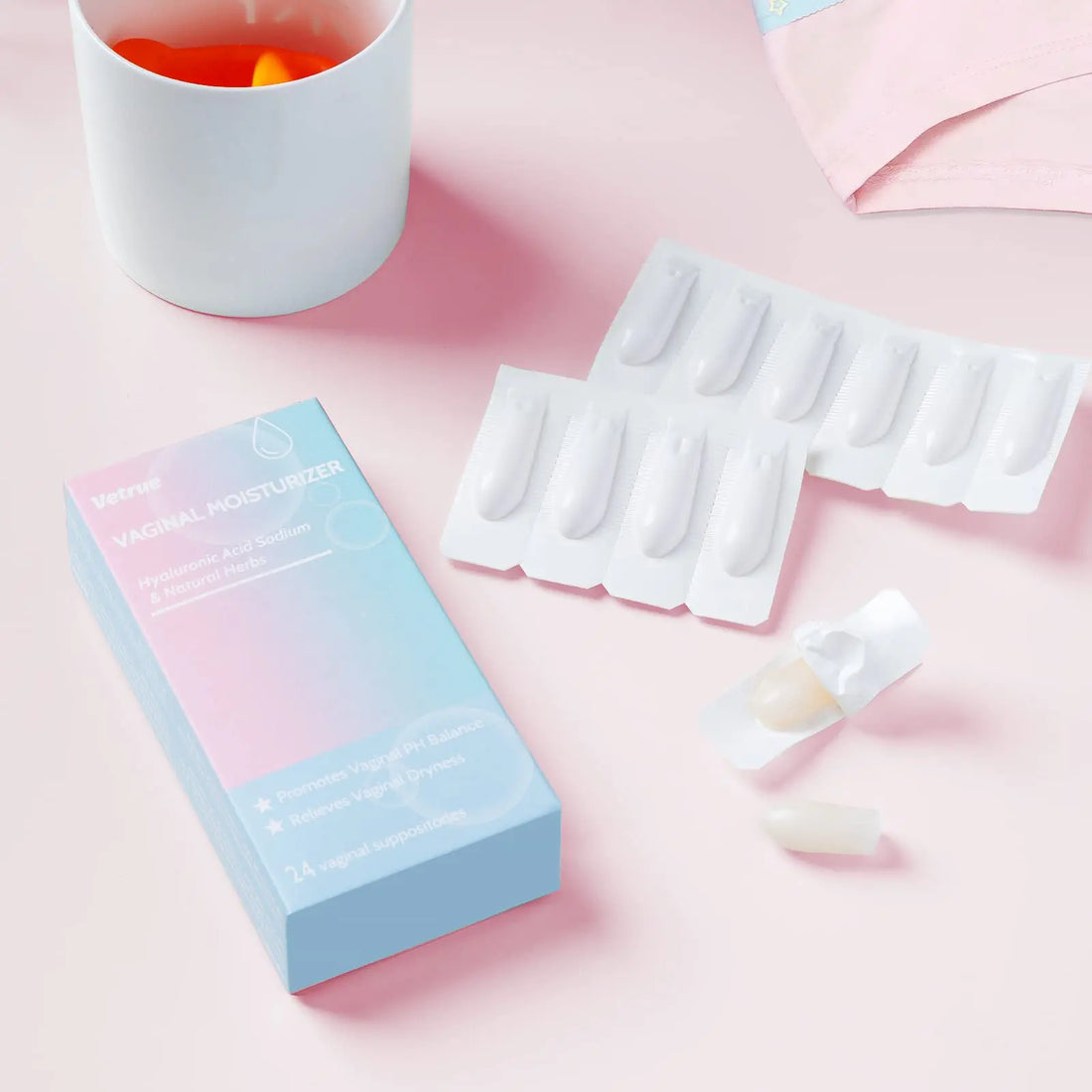 Intimate Moisturizer, Vaginal Suppository for Dryness & Discomfort, Feminine Long Lasting Hydration Support with Hyaluronic Acid and Natural Herbs - PH Balance, Estrogen and Drug Free (24 Inserts) vetrue Au supplements