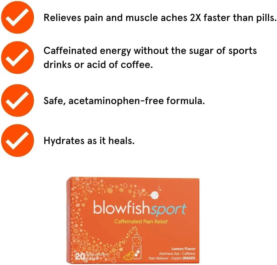Blowfish Sport | Pain Relief for Athletes | Eases Sore Muscles | Boosts Energy | Effervescent Formula Works Fast | Perfect for Morning Workouts Blowfish Au supplements