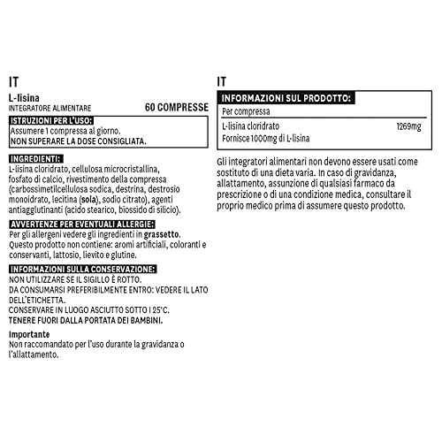 Natures Aid L-Lysine 1000 mg, High Potency Essential Amino Acid, Vegan, 60 Tablets natures aid Au supplements