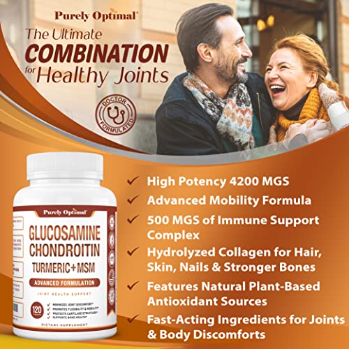 Purely Optimal Premium Glucosamine Chondroitin MSM Supplement Tablets w/Turmeric Purely Optimal Au supplements