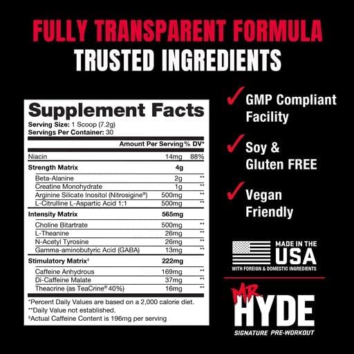PROSUPPS Mr. Hyde Signature Pre Workout with Creatine, Beta Alanine, TeaCrine PROSUPPS Au supplements