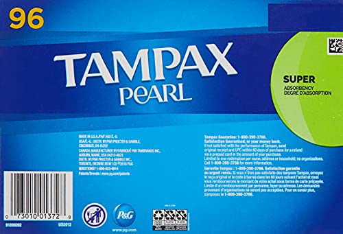Tampax Pearl Unscented Super Absorbency Tampons, 96 Count Tampax Au supplements